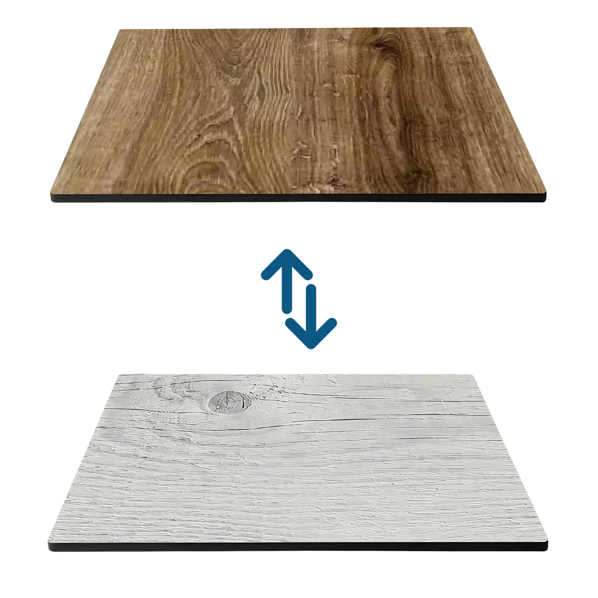 Tischplatte HPL Holz Weiß & Eiche