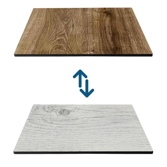Tischplatte HPL Holz Weiß & Eiche
