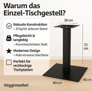 Kompaktes Tischgestell Gastronomie – Modell TBC-312-ST in Schwarz