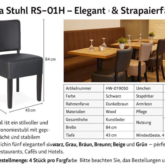 Roma Stuhl RS-01H – Gastronomie-Stuhl in 6 Farben | Elegant & Strapazierfähig