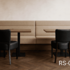 Schwarzer gepolsterter Gastronomiestuhl mit Holzgestell – Modell Roma RS-01H